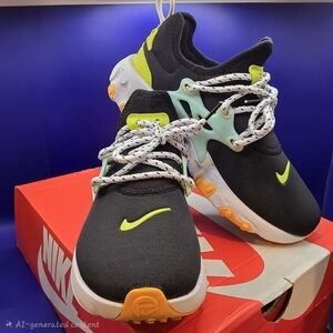 Nike React Presto Beach Day Shoes Women's 6.5 Black Neon Running CJ0554-001.